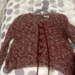 Maroon and white knit sweater. Size small